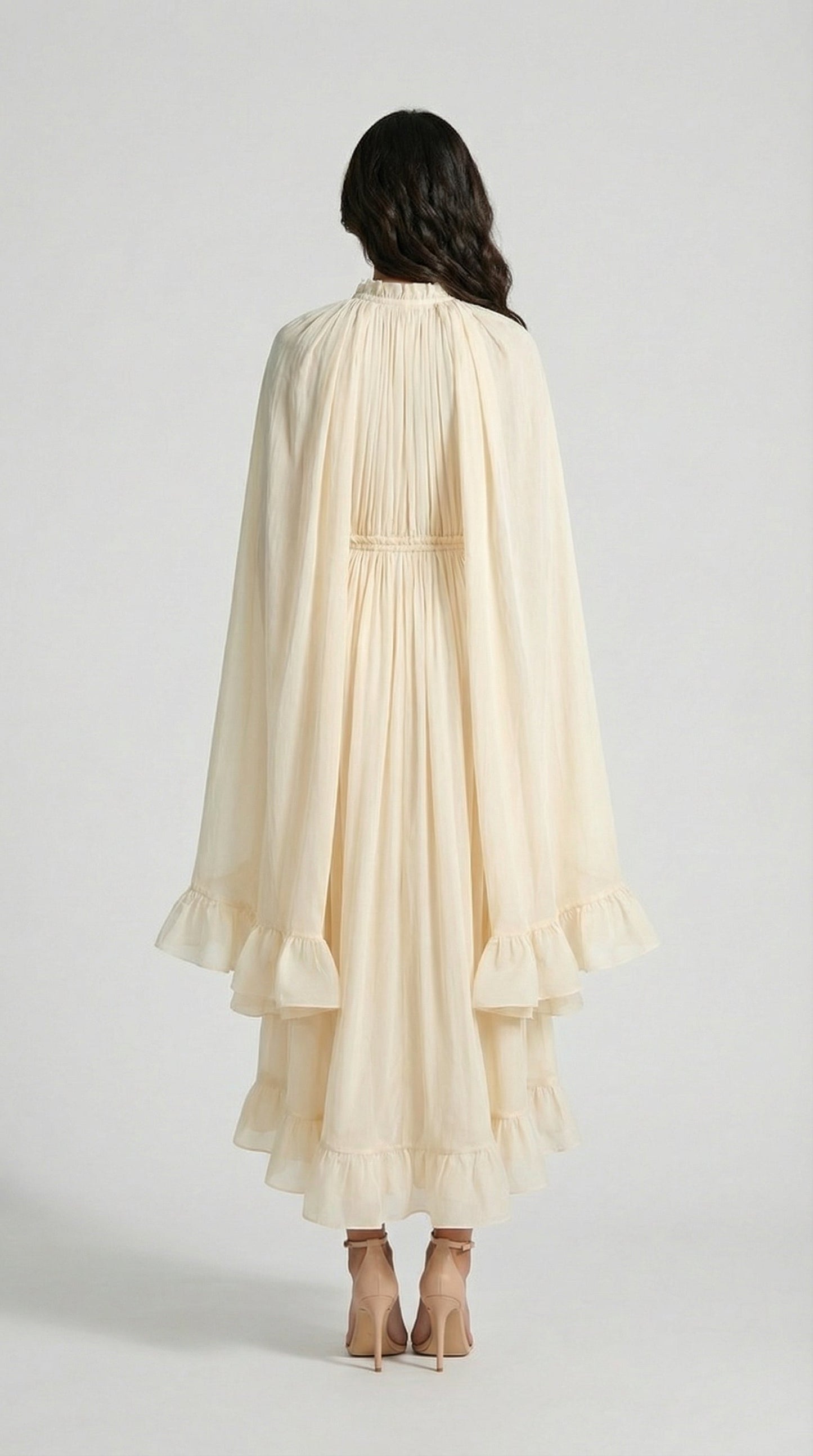 Elina - Luxury Ruffle Cloak Evening Dress