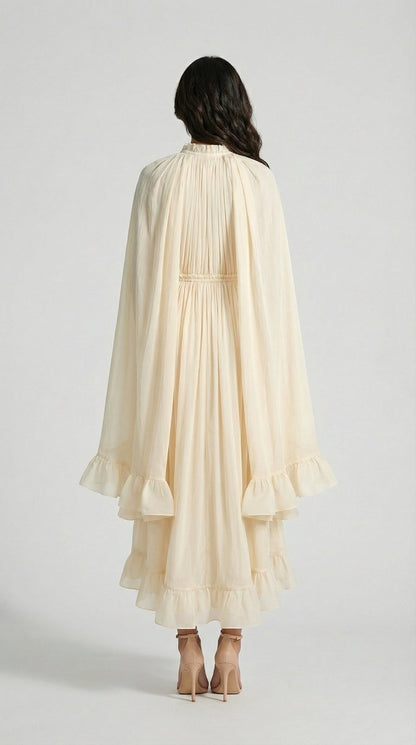 Elina - Luxury Ruffle Cloak Evening Dress