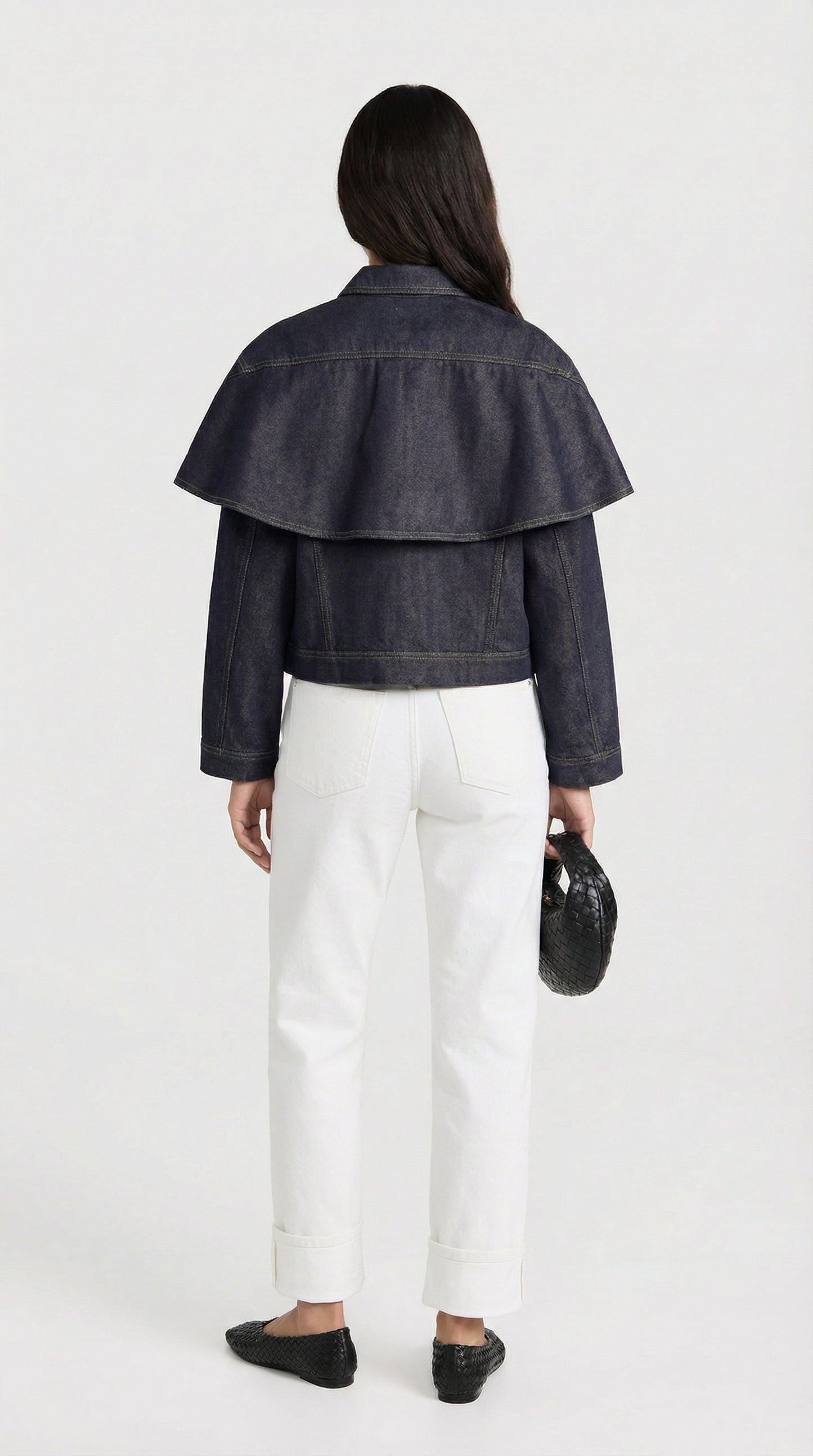 Asha - Cape Layered Denim Button Jacket