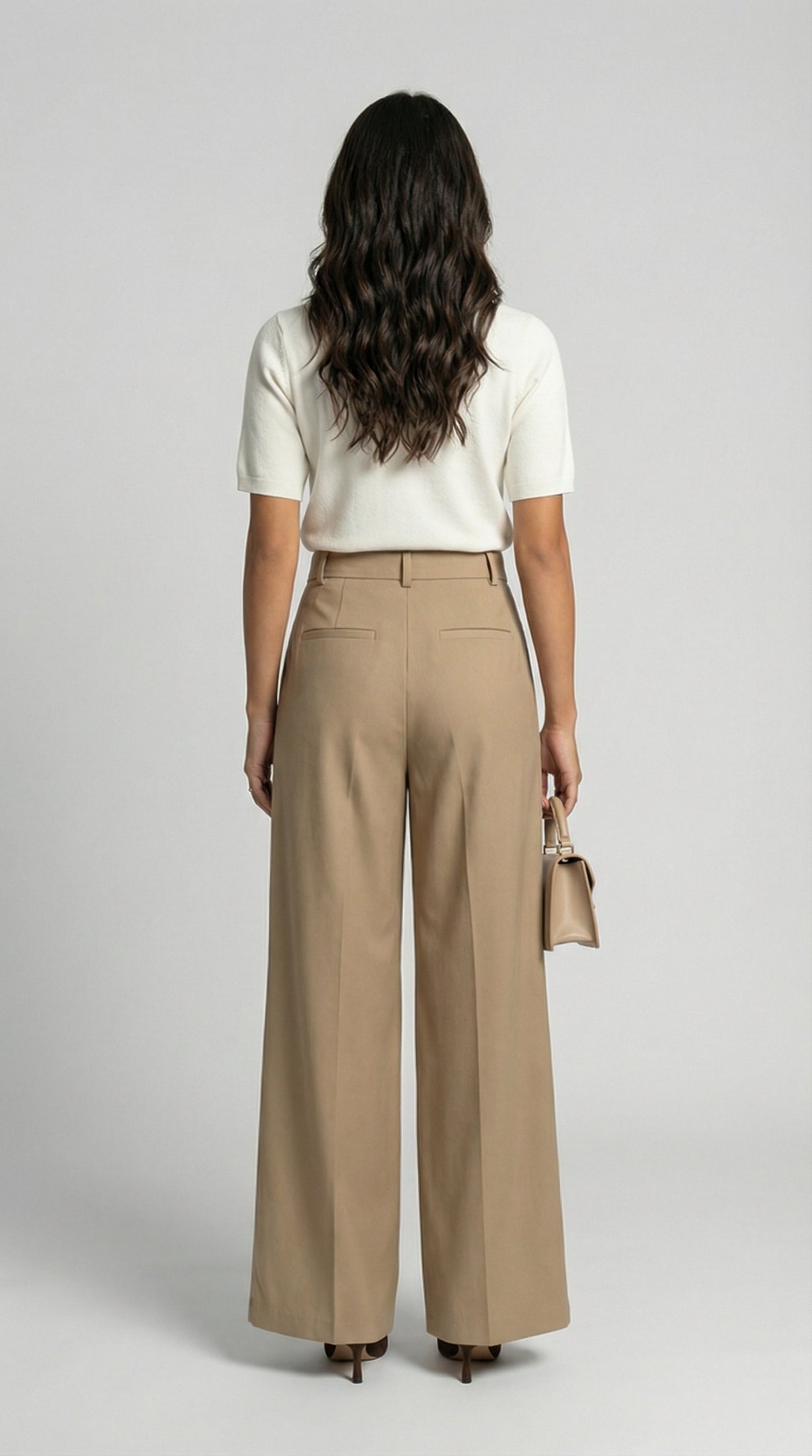 Nalo - Tie-Strap Pleated Wide-Legs Beige
