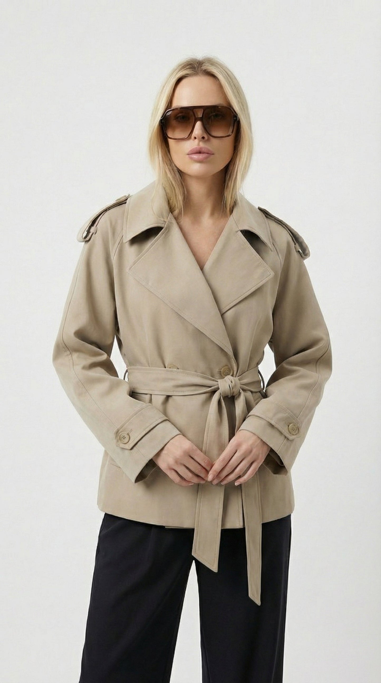 Mave - Vintage Look Short Wind Coat Khaki