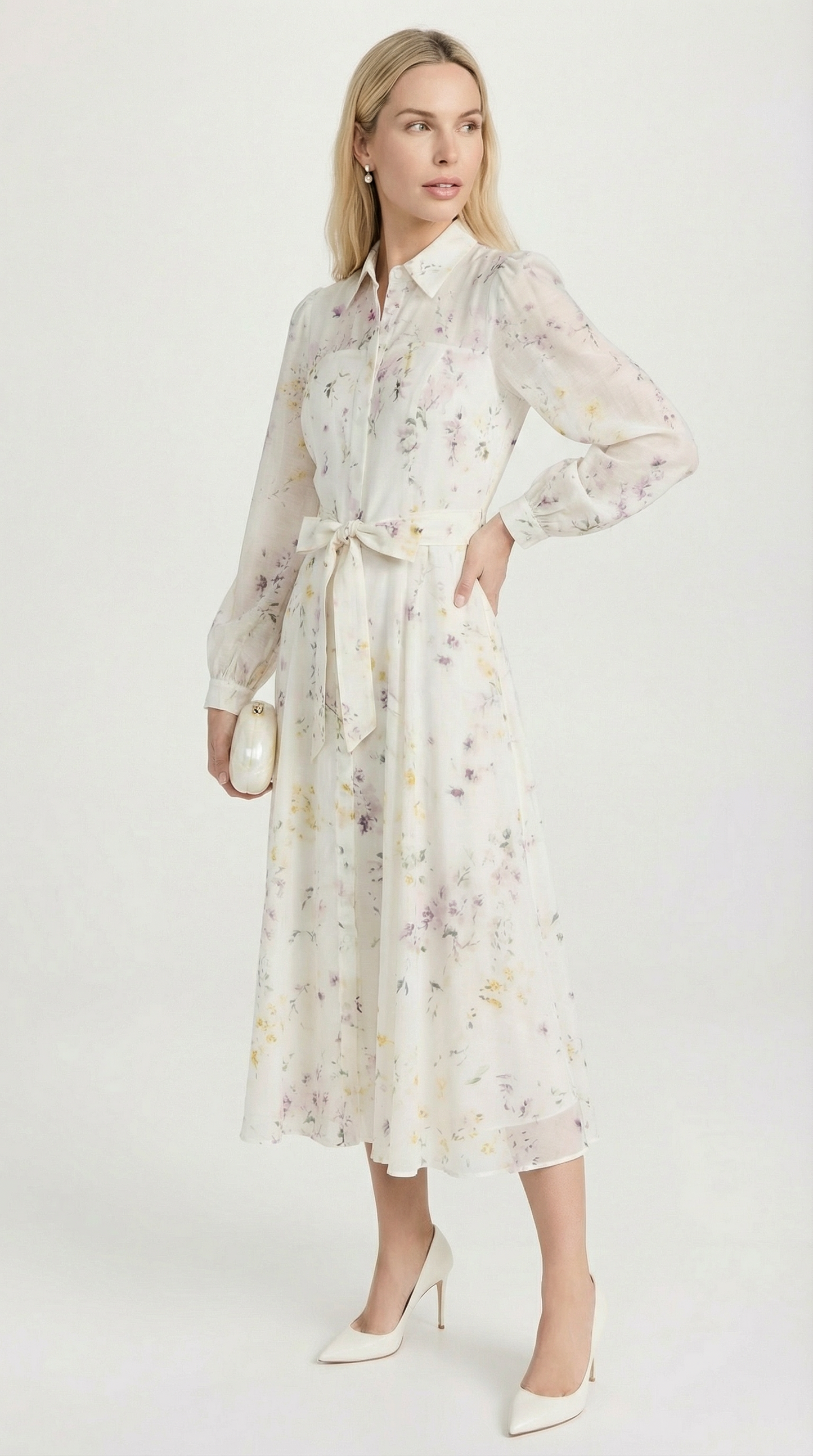 Runa - Printed Sheer Lace-Up Midi Dress