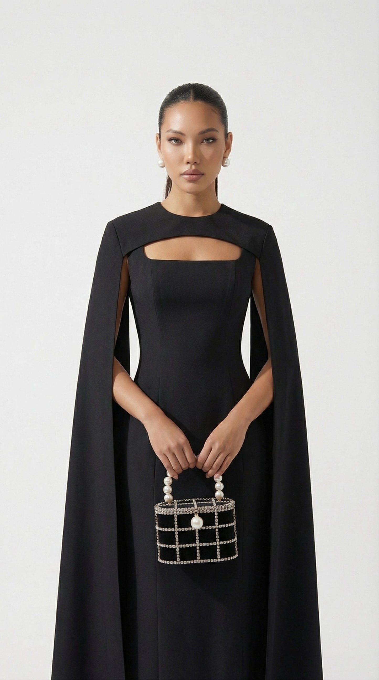 Kavi - Diamond & Pearl Metallic Cage Clutch