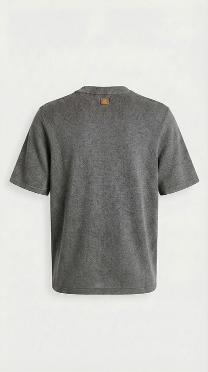 Avena - Metal Buckle Cotton Knitted T-shirt Gray