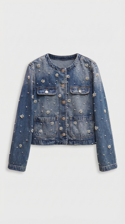 Leko - Pearl-Embellished Denim Set