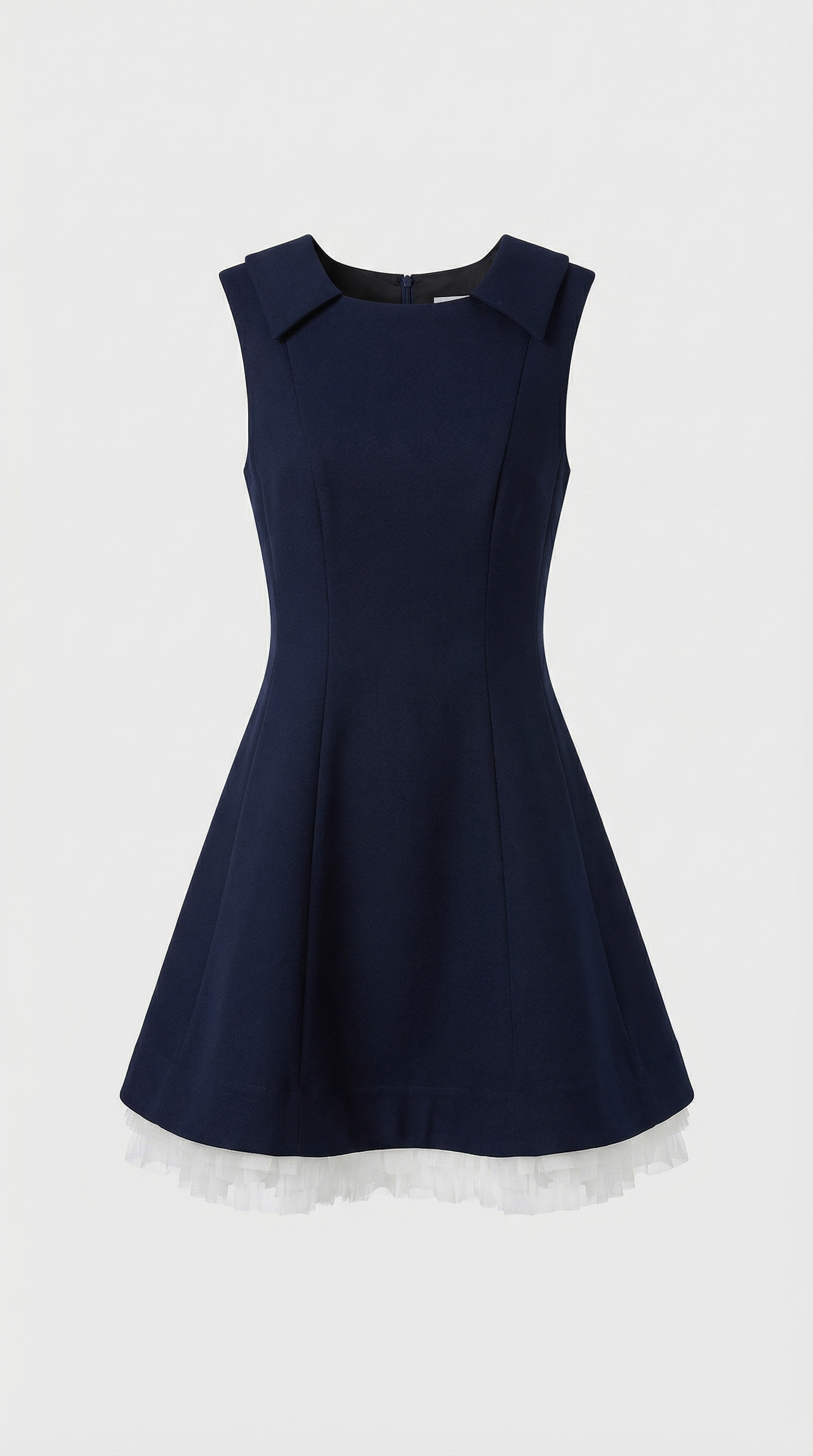 Leta - Navy Tulle-Hem Mini Dress