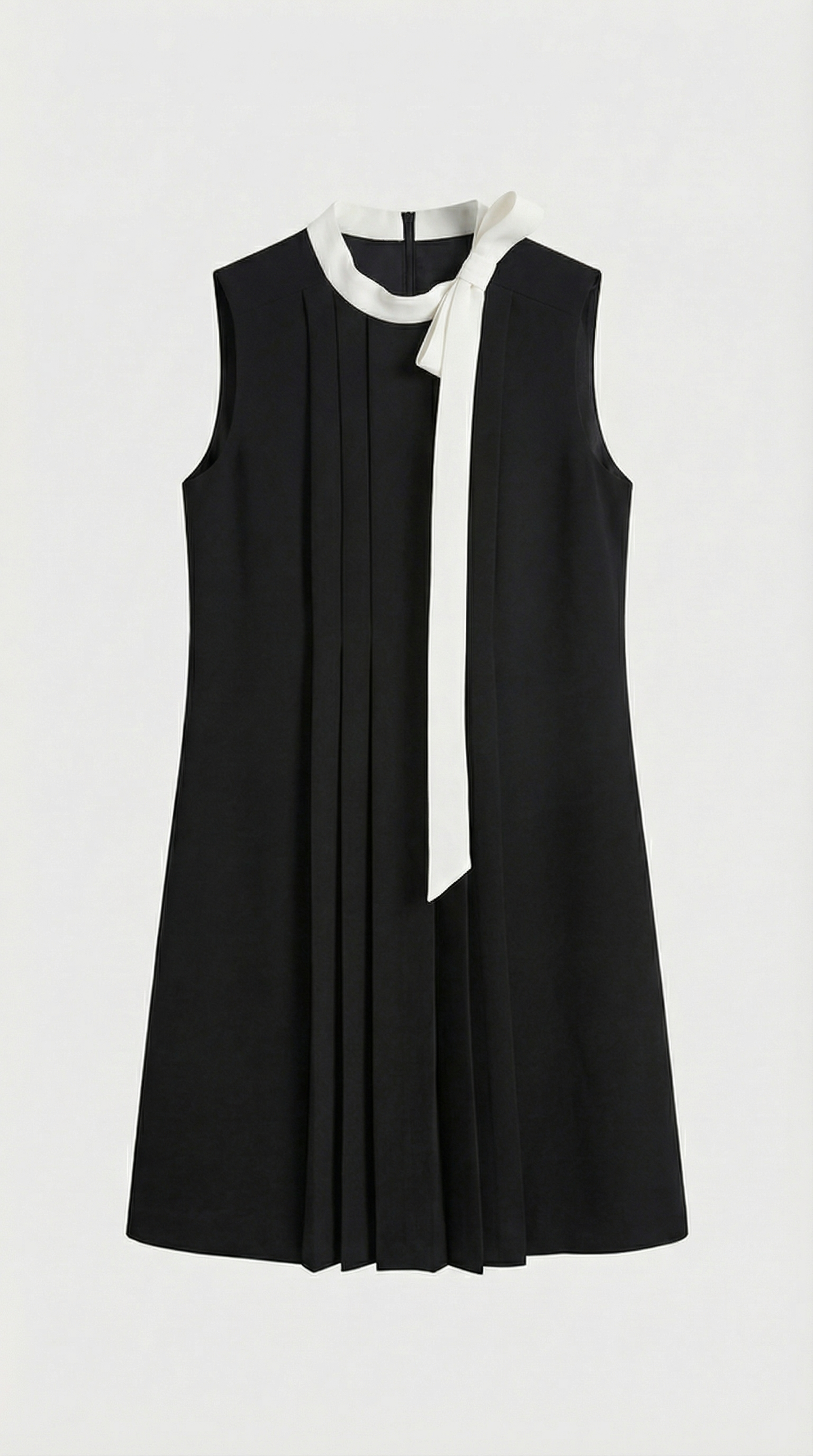 Kona - Pleated Bow-Neck Mini Dress