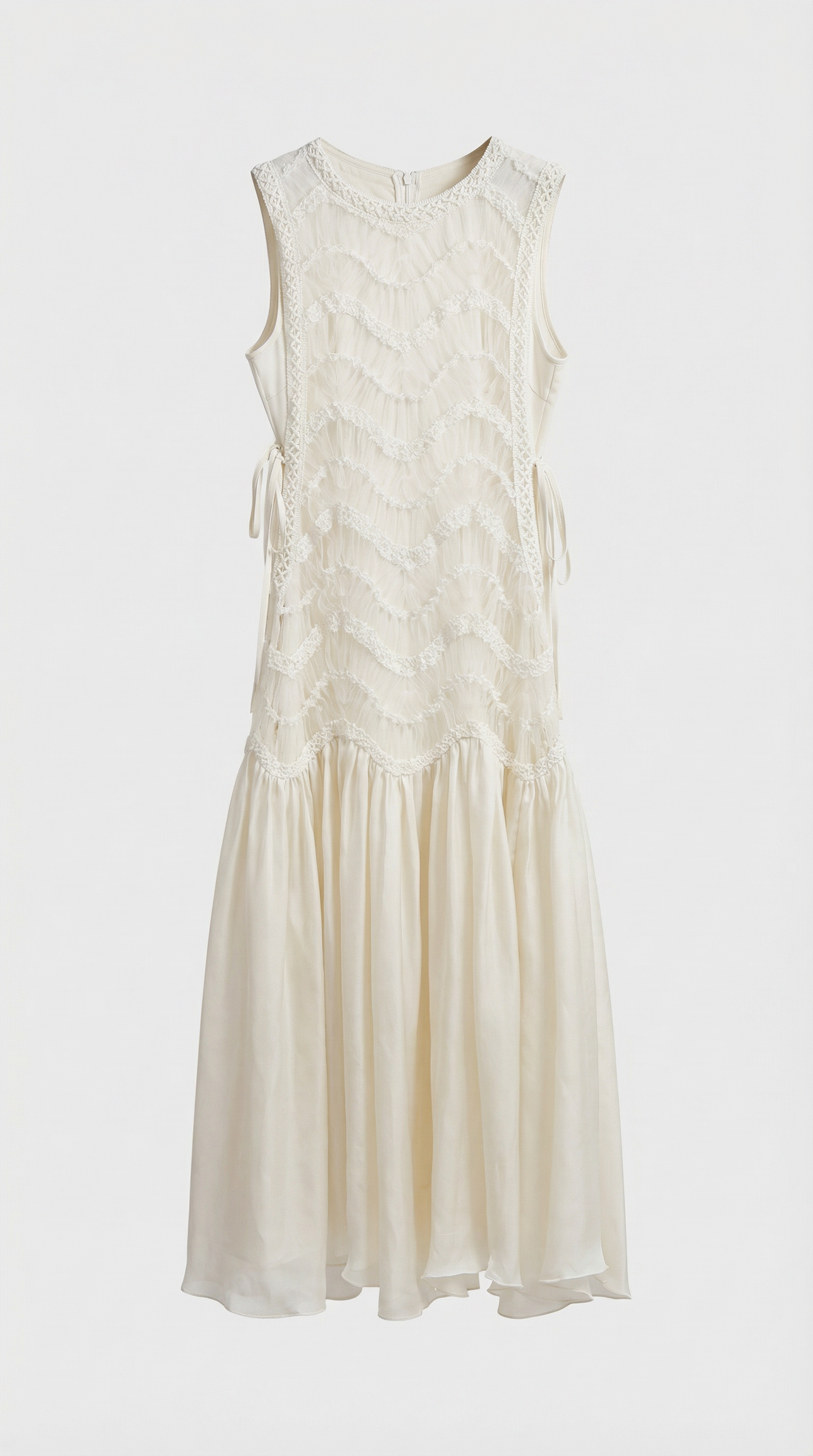 Bia - Chevron Lace-Trimmed Midi Dress