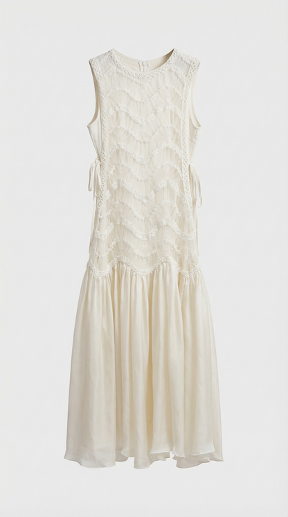 Bia - Chevron Lace-Trimmed Midi Dress
