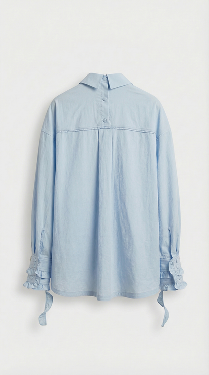 Vela - Embroidered Ruffle Shirt & Short Set