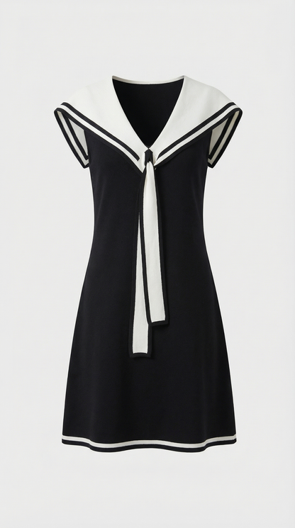 Dali - Contrast Sailor-Collar Mini Dress