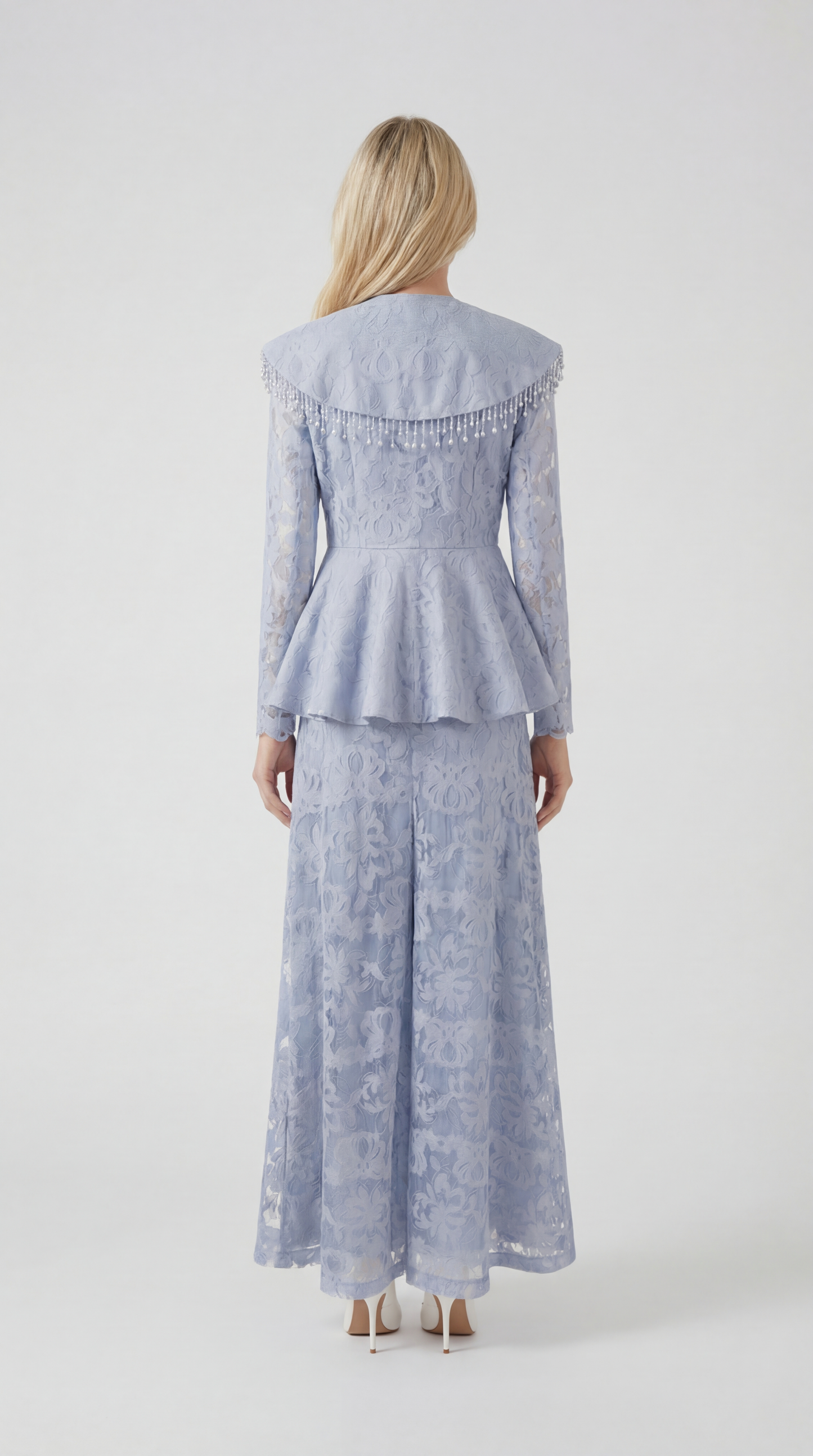 Tava - Spliced Appliqué Tassel Set Blue