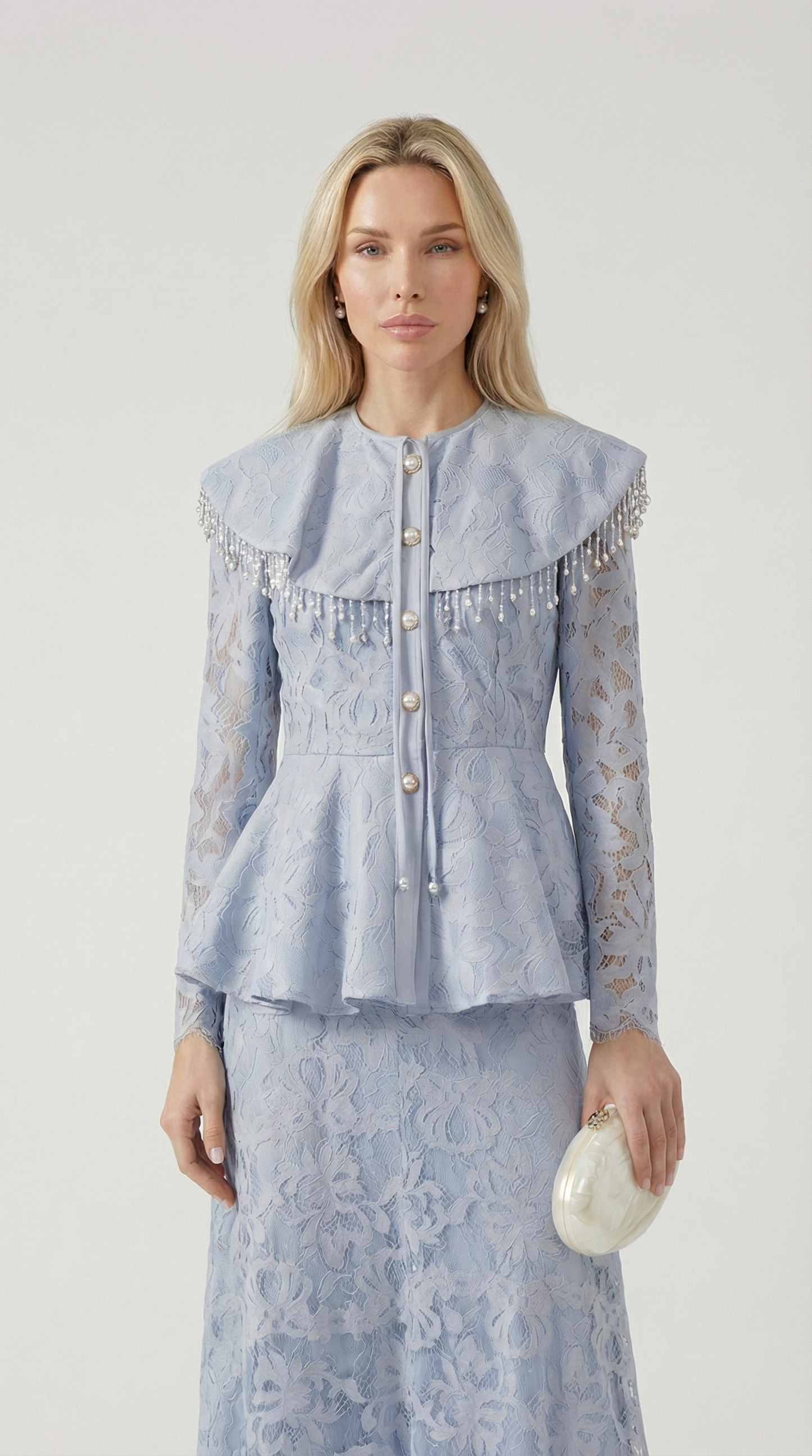 Tava - Spliced Appliqué Tassel Set Blue