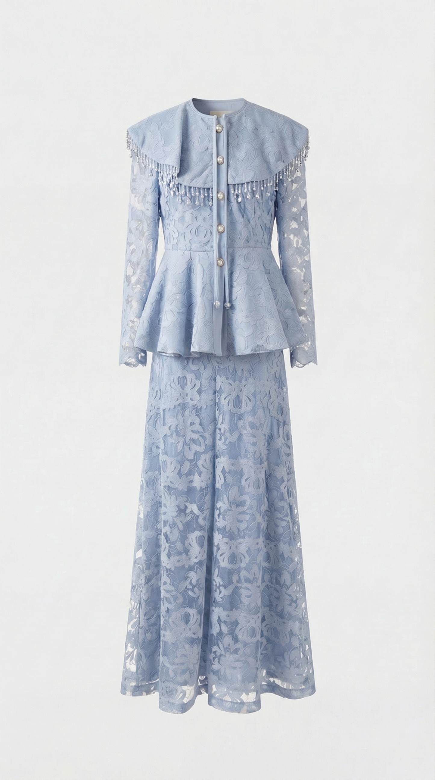 Tava - Spliced Appliqué Tassel Set Blue