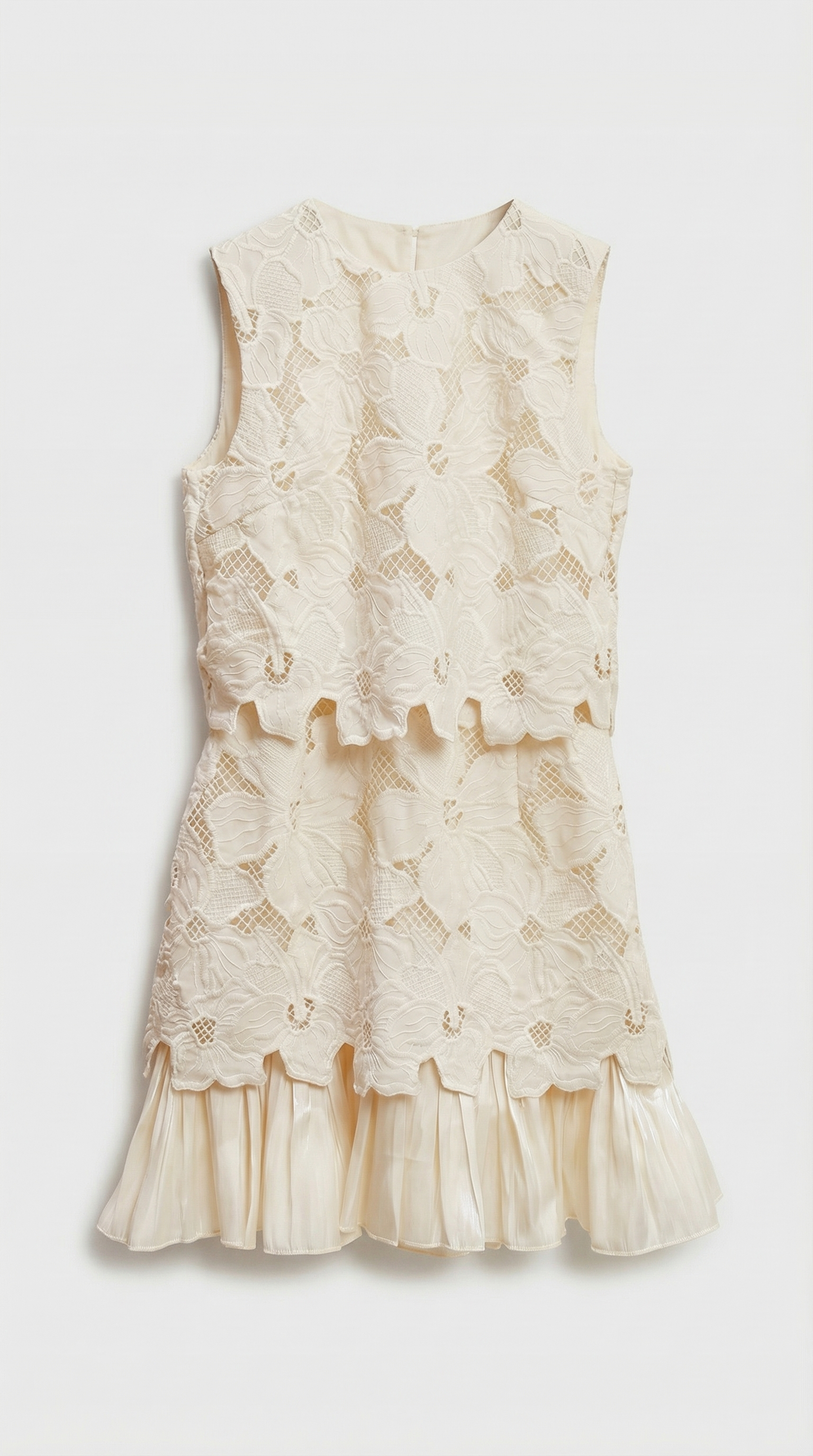 Zava - Guipure Lace & Pleated Chiffon Set