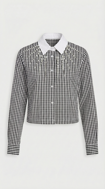Delo - Crystal-Embellished Gingham Cotton Shirt