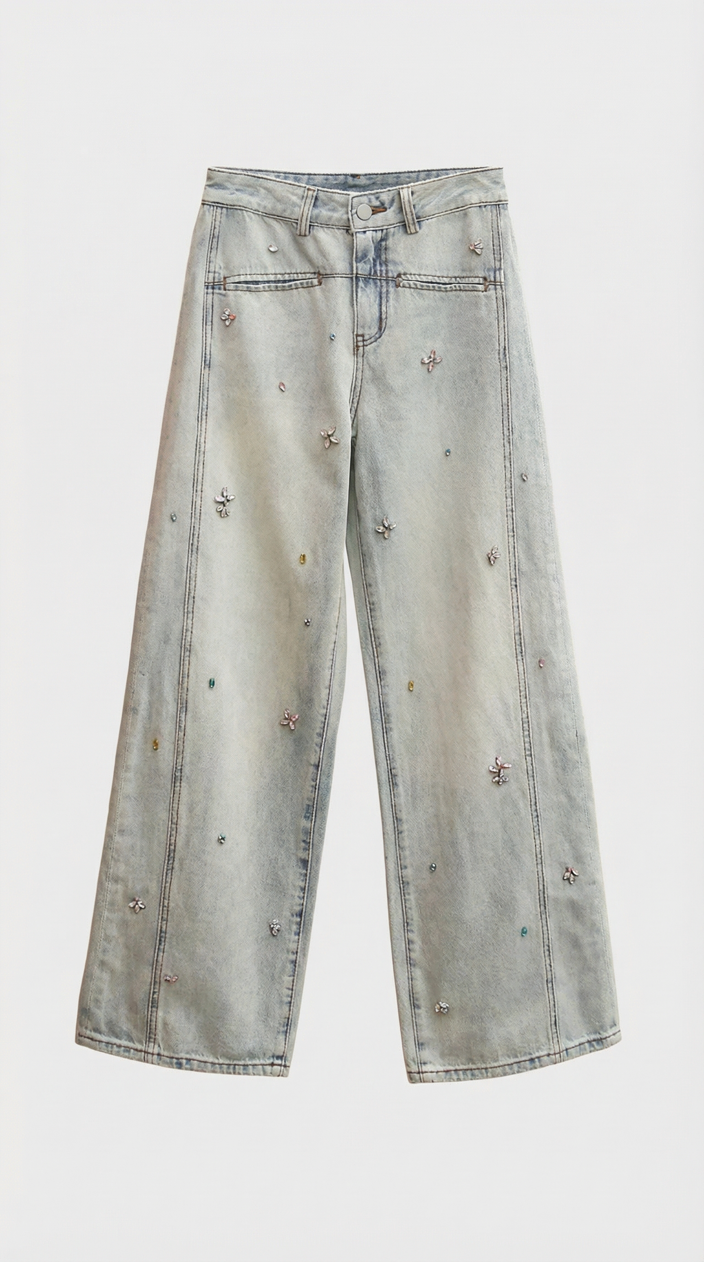 Dana - Crystal-Embellished Wide-Leg Jeans