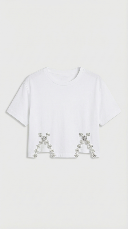 Raba - Crystal-Embellished Cut-Out T-Shirt