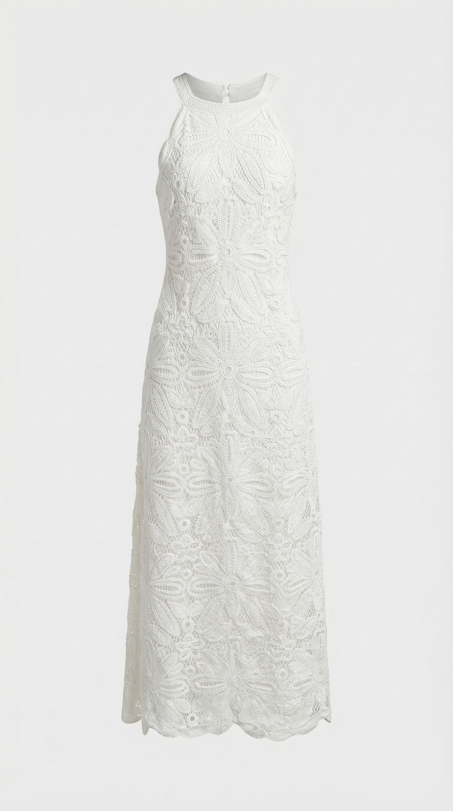 Nosa - Embroidered Halter-Neck Maxi Cotton Dress