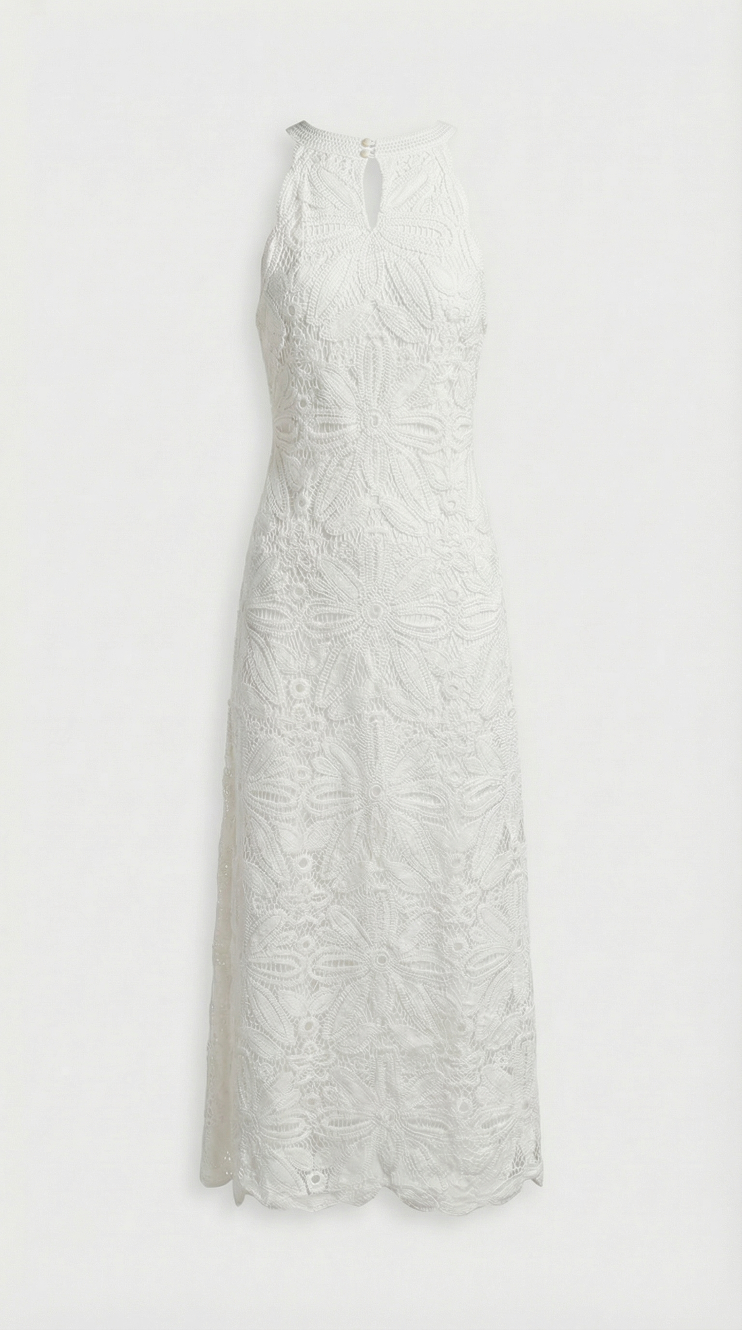 Nosa - Embroidered Halter-Neck Maxi Cotton Dress