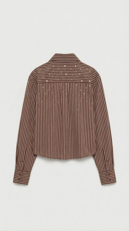 Bita - Cropped Striped Shirt with Paint-Splatter Detail