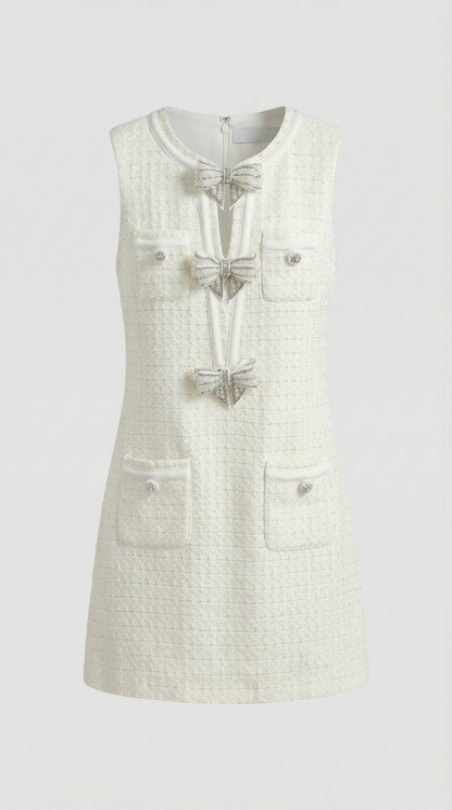 Reta - Triple Bow Crystal-Embellished Tweed Dress