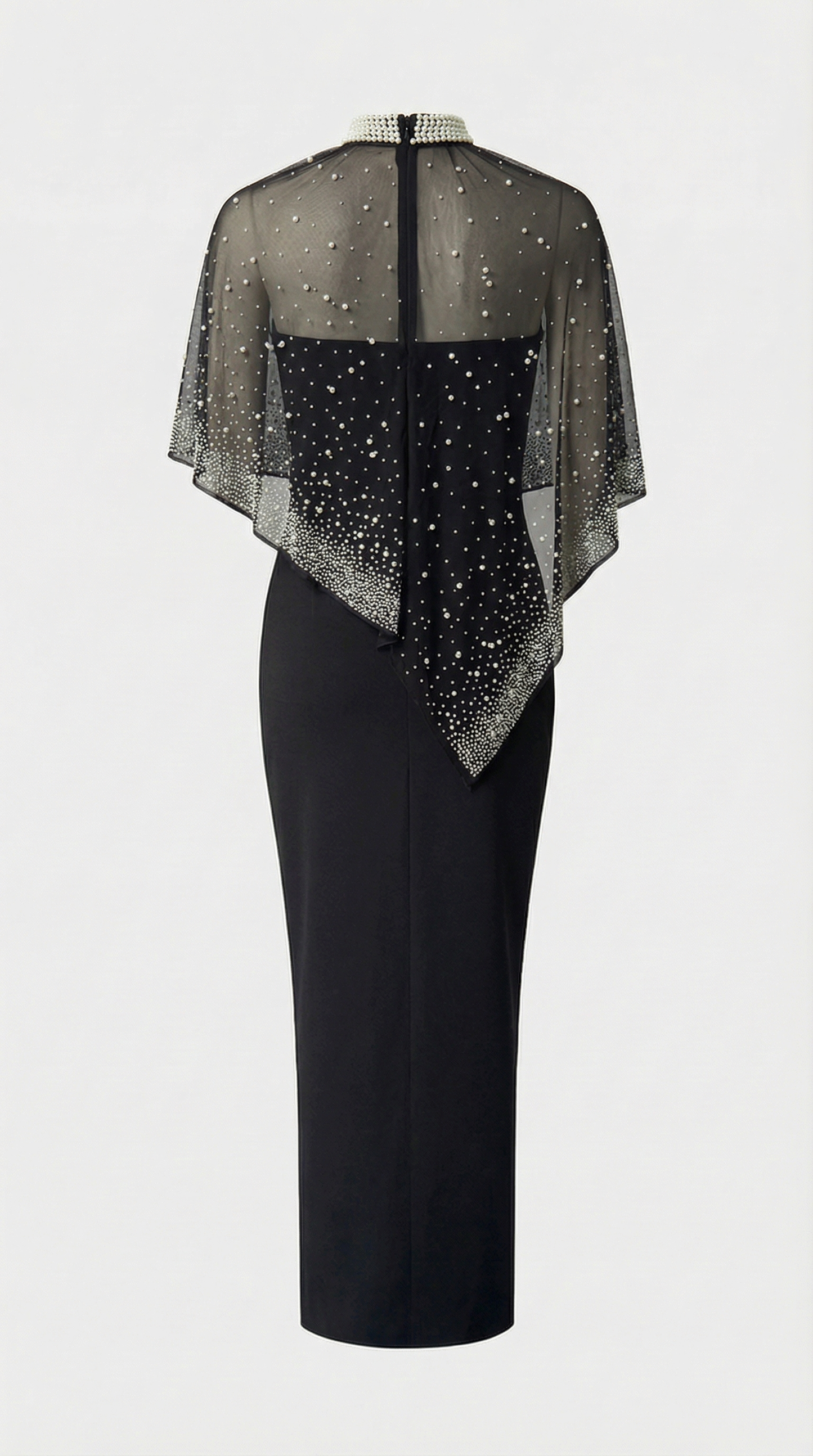 Kami - Pearl-Embellished Cape Maxi Dress