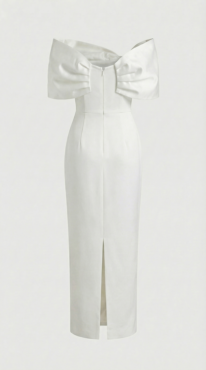 Tuli - Off-The-Shoulder Bow Maxi Dress White