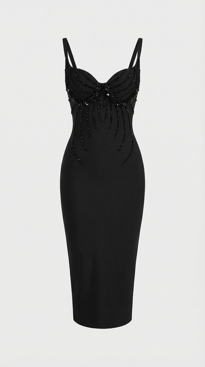 Zuno - Crystal-Embellished Bustier Midi Dress