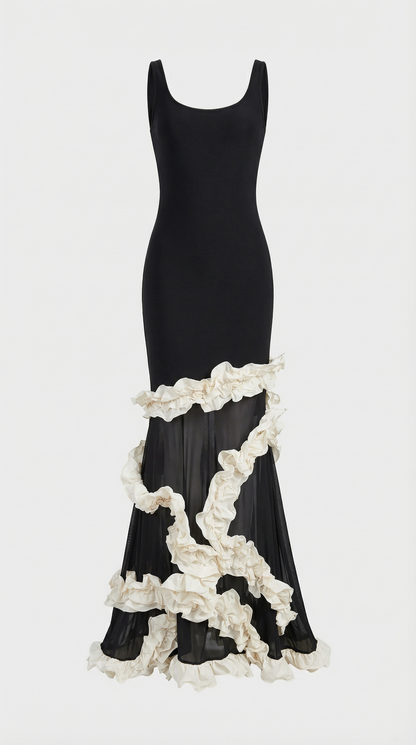 Voki - Ruffled-Trim Maxi Mermaid Dress