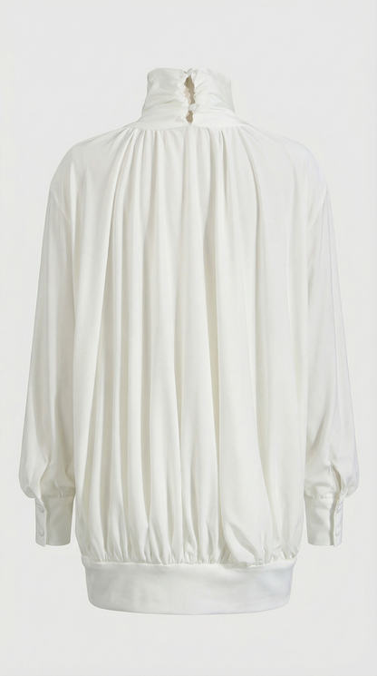 Vesa - Draped High-Neck Mini Dress with Rose Detail