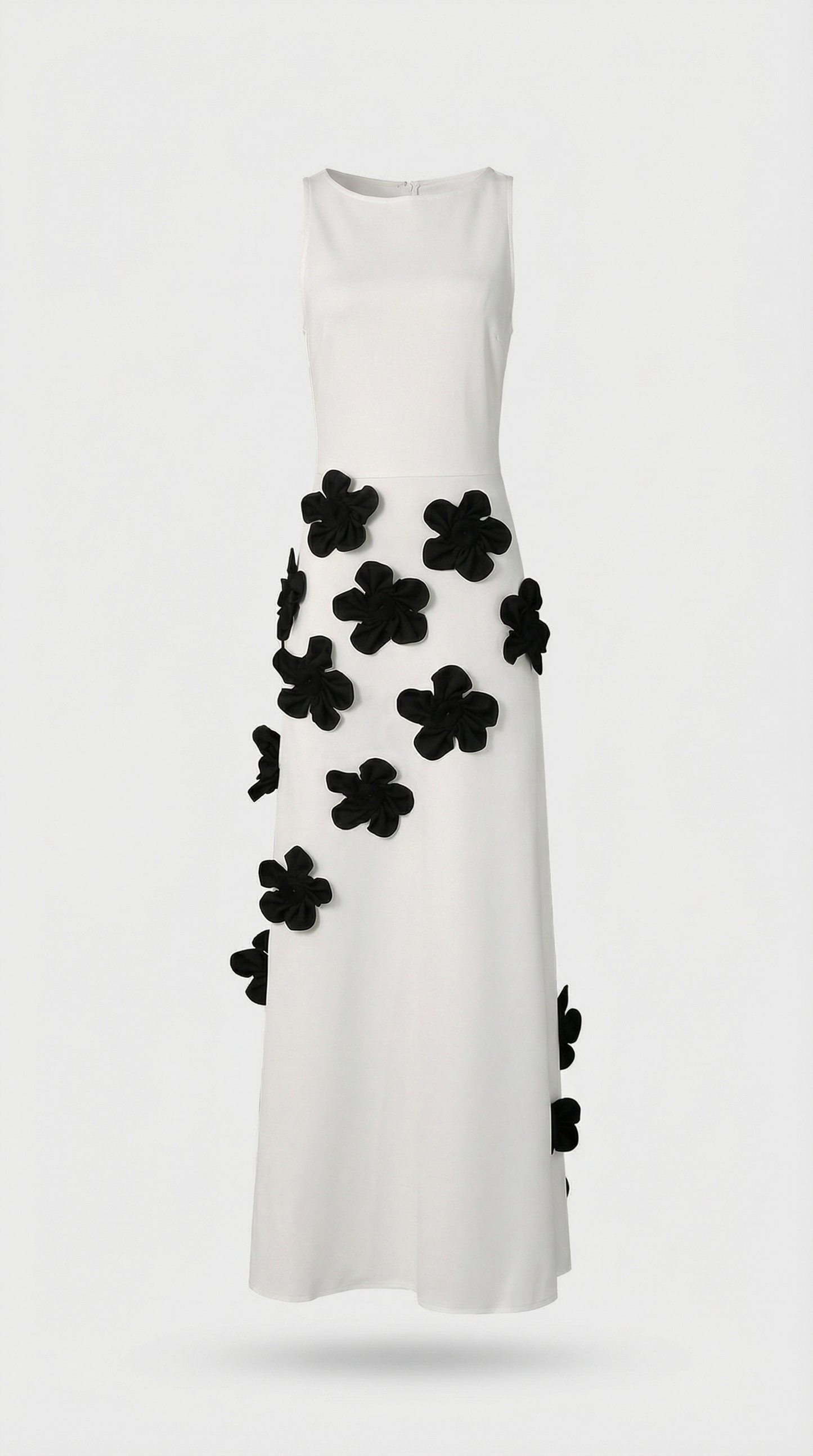 Dotta - 3D Floral Appliqué Sleeveless Maxi Dress White