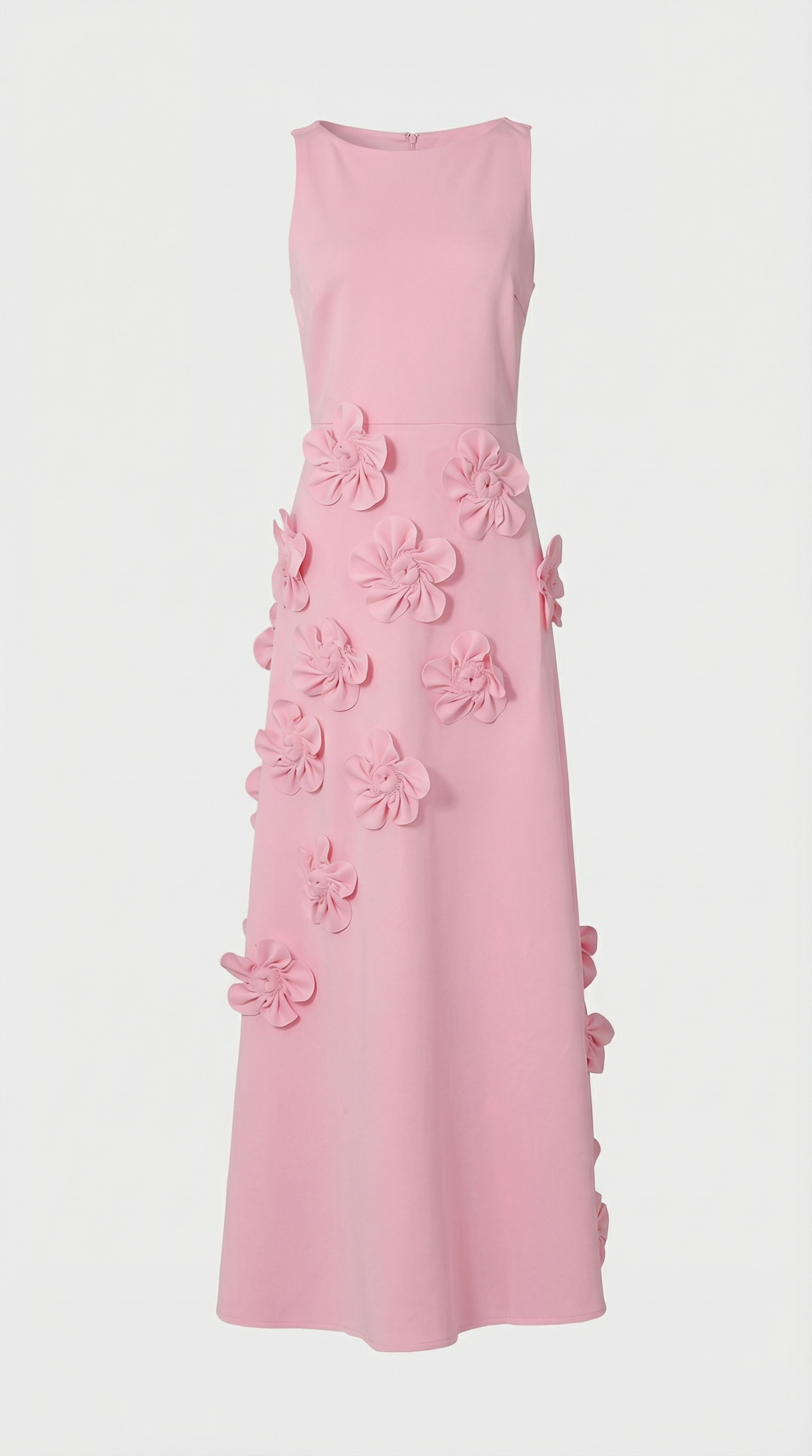 Dotta - 3D Floral Appliqué Sleeveless Maxi Dress Pink