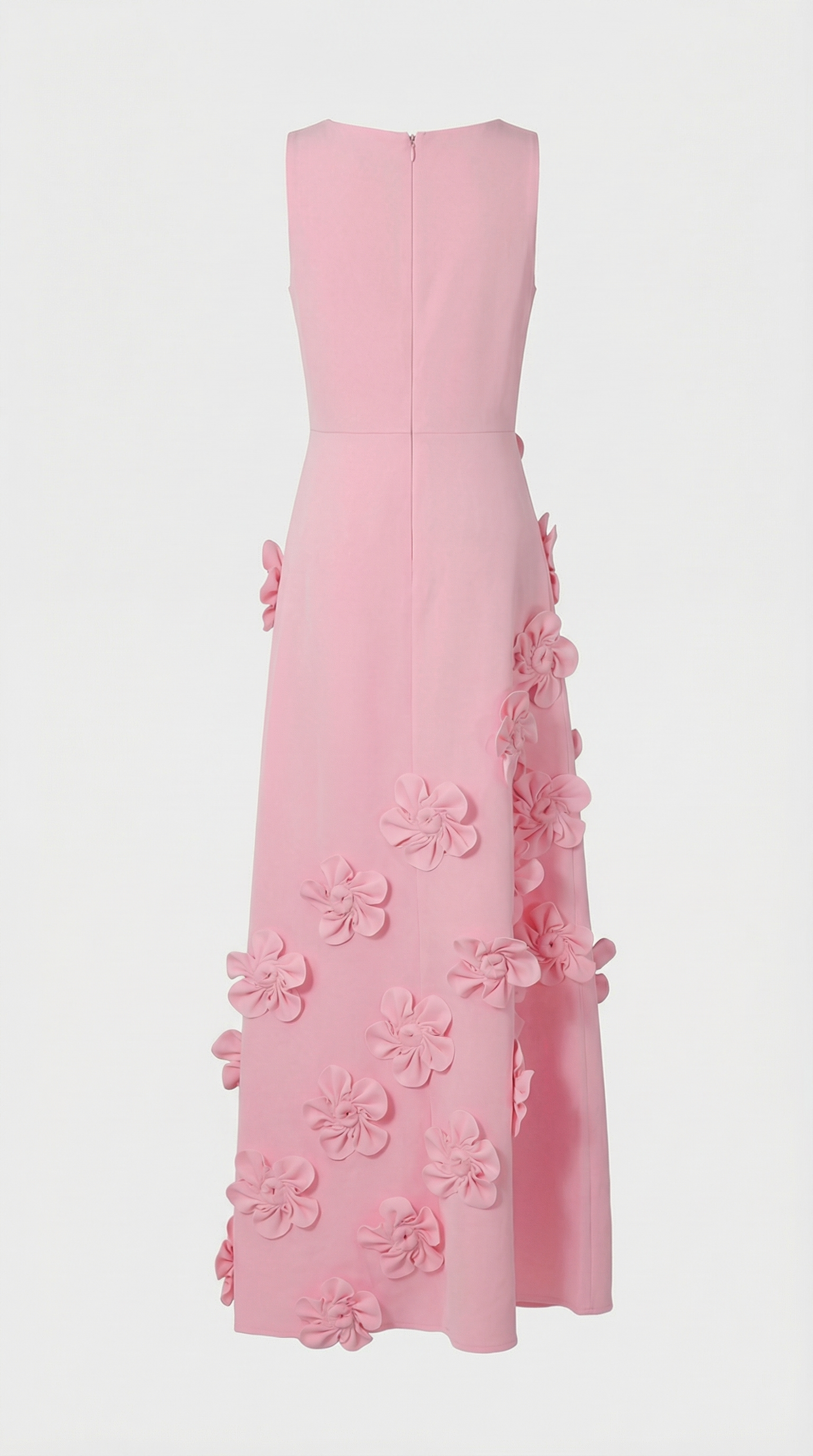 Dotta - 3D Floral Appliqué Sleeveless Maxi Dress Pink