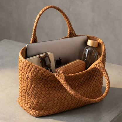 Intreccia | Borsa tote in lana e pelle lavorata a mano