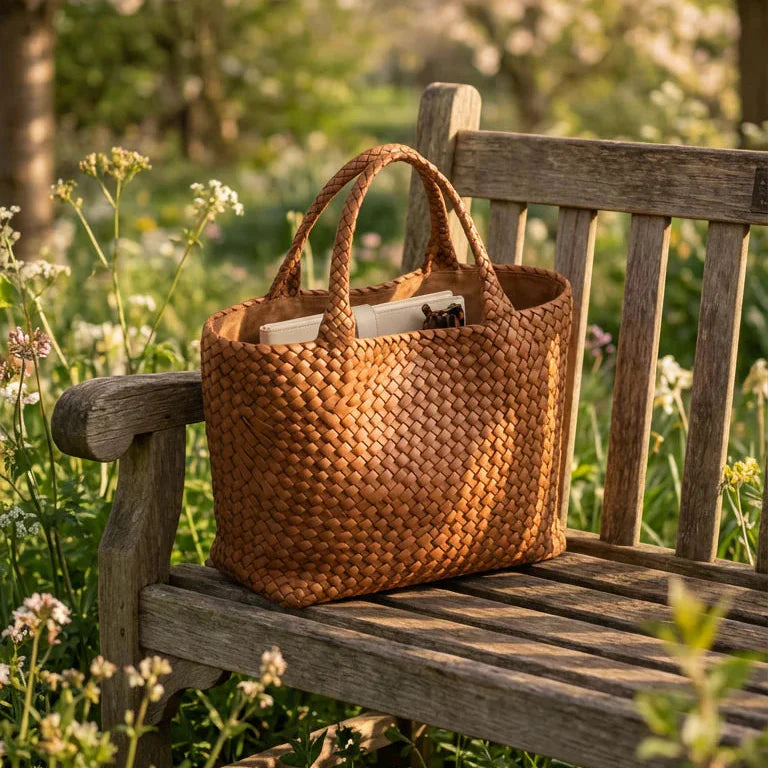 Intreccia | Borsa tote in lana e pelle lavorata a mano