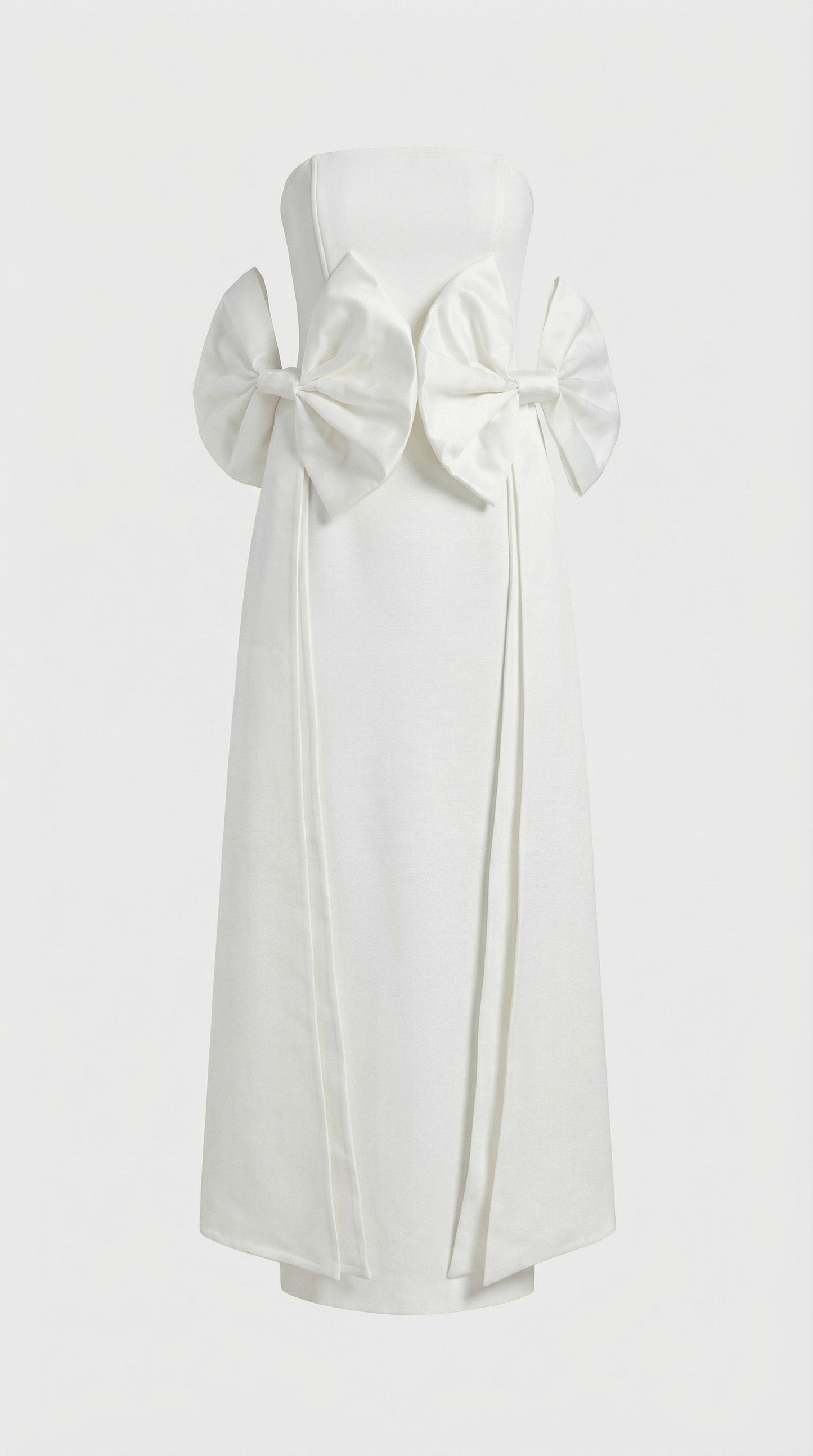 Keli - Triple-Bow Strapless Column Maxi Dress White