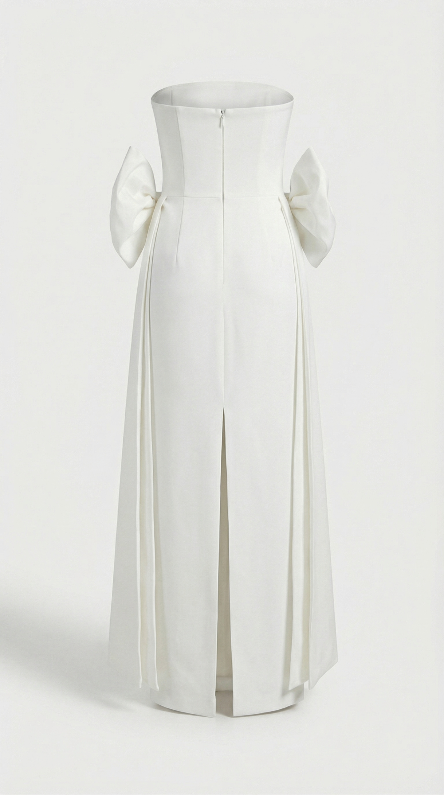 Keli - Triple-Bow Strapless Column Maxi Dress White
