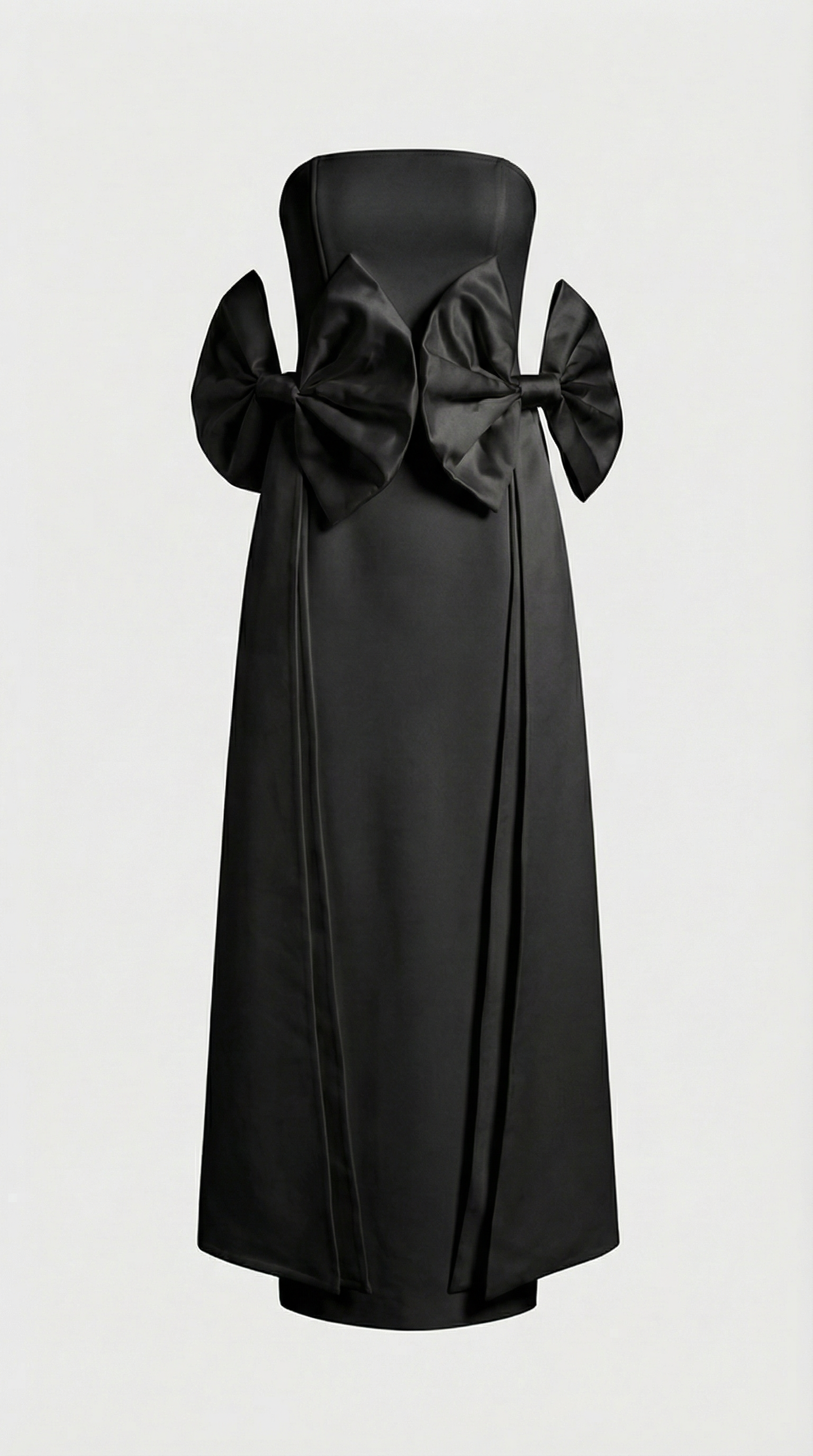Keli - Triple-Bow Strapless Column Maxi Dress Black