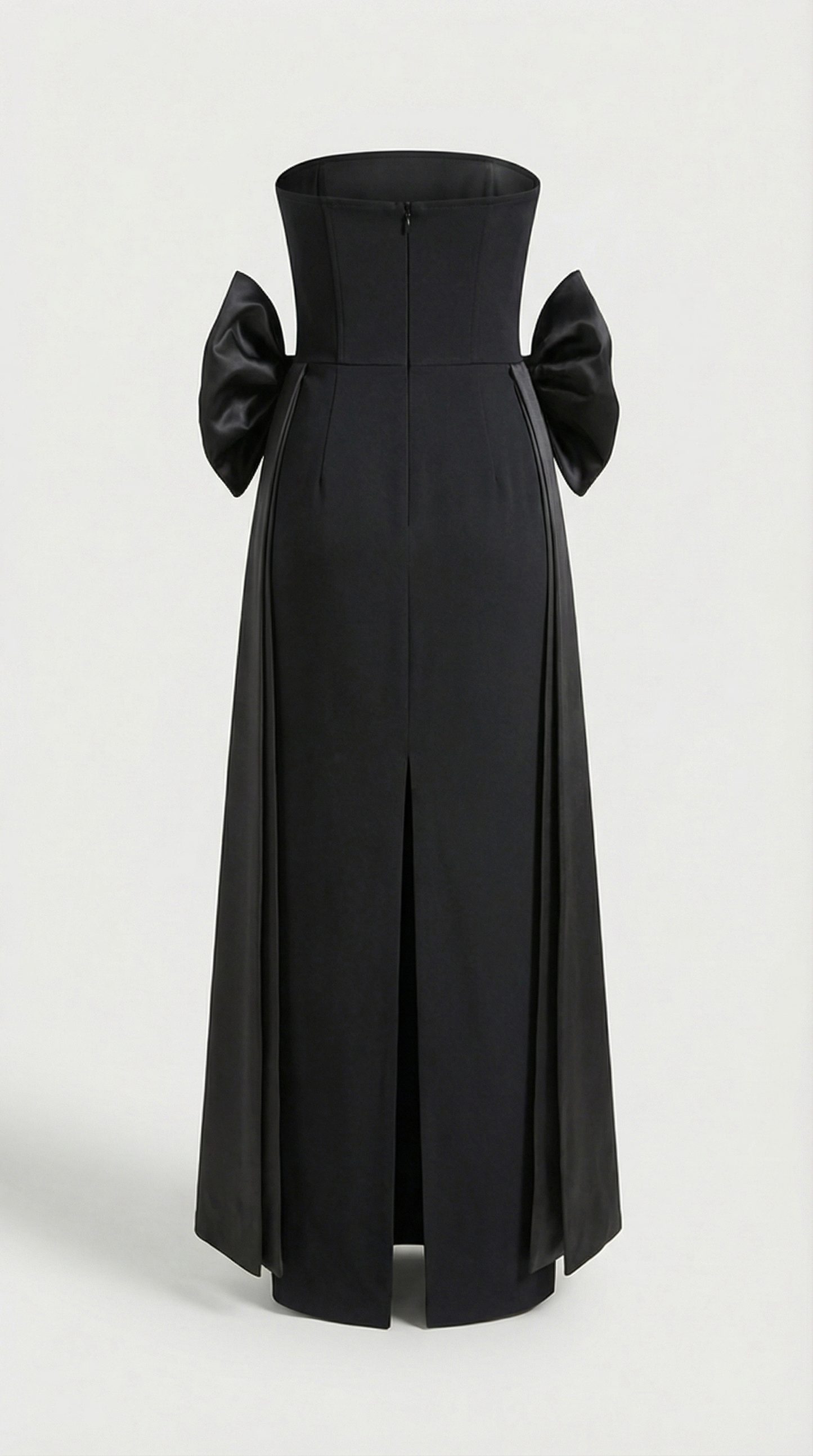 Keli - Triple-Bow Strapless Column Maxi Dress Black