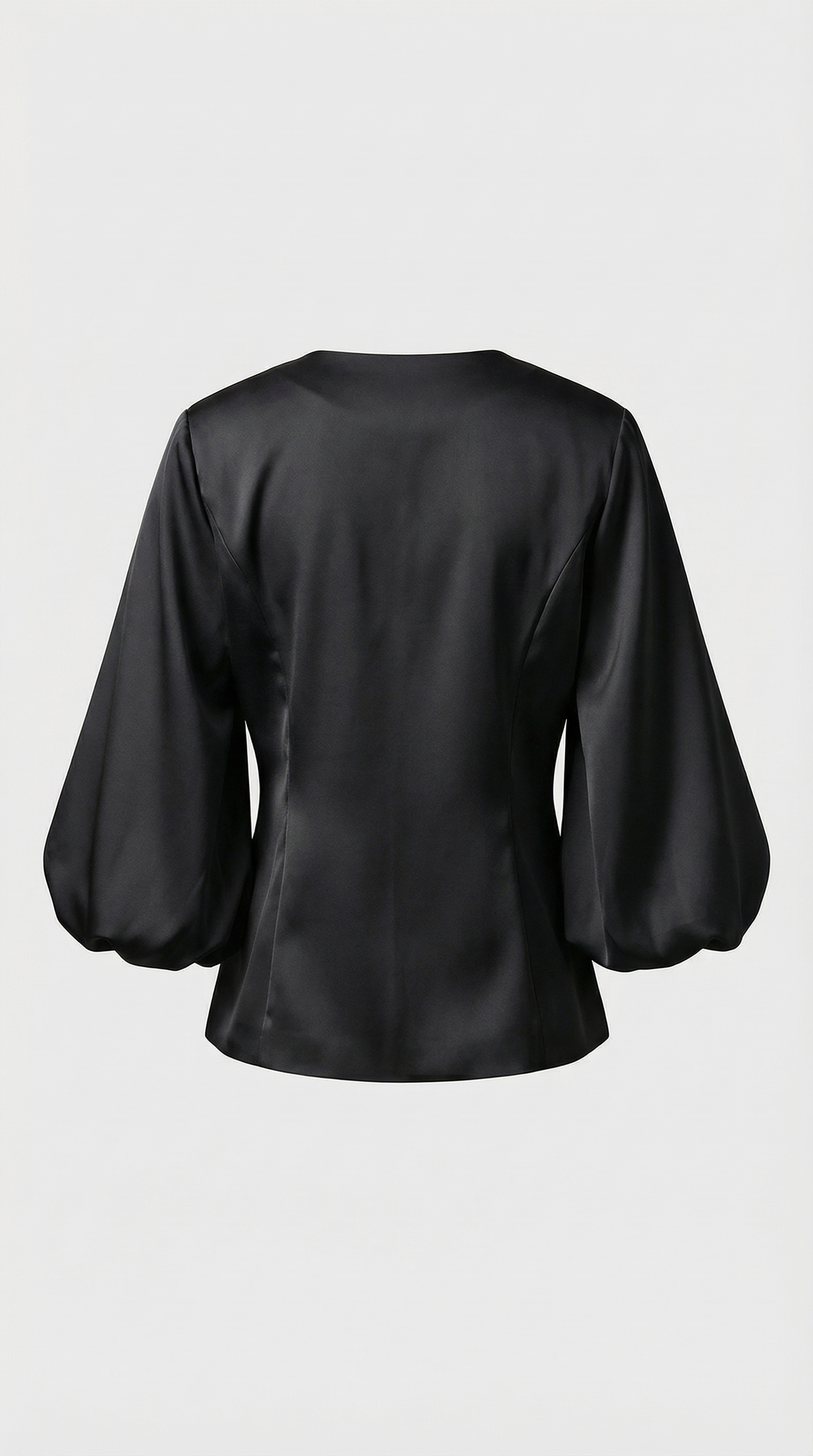Keni - Metal-Button Puff-Sleeve Top Black
