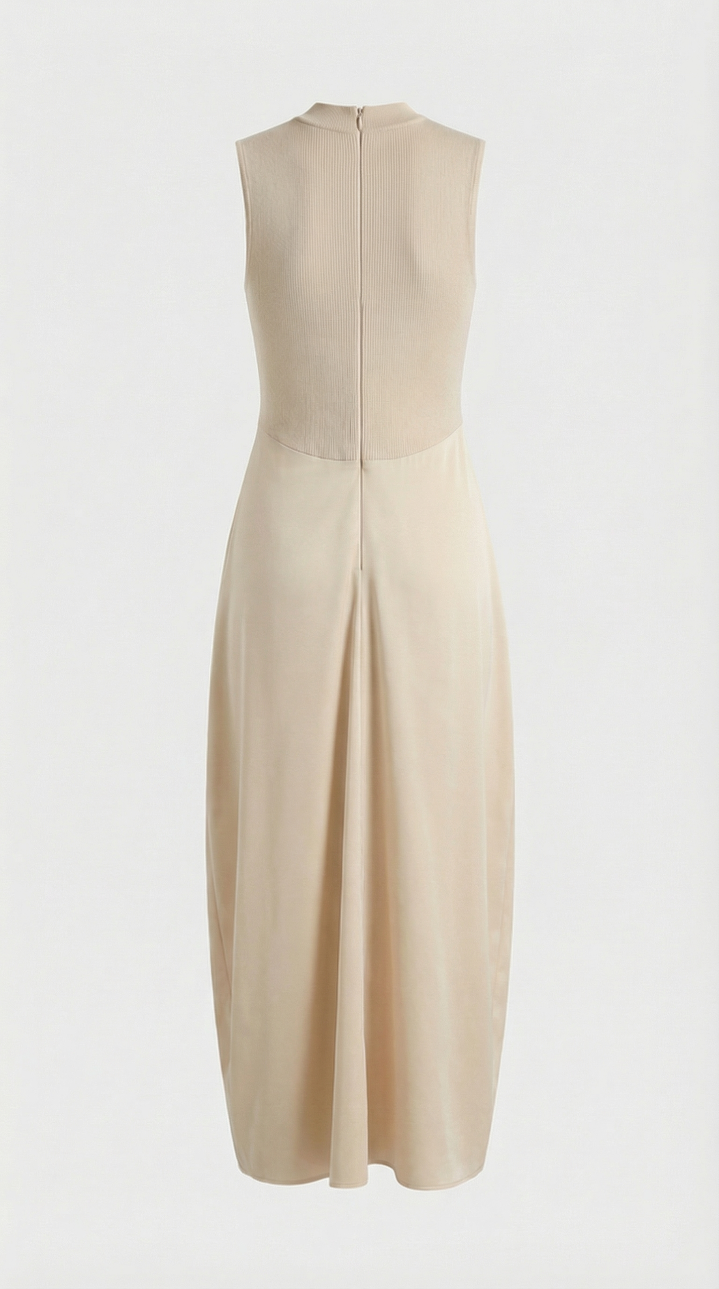 Alara - Keyhole-Detail Mixed Media Maxi Dress Beige