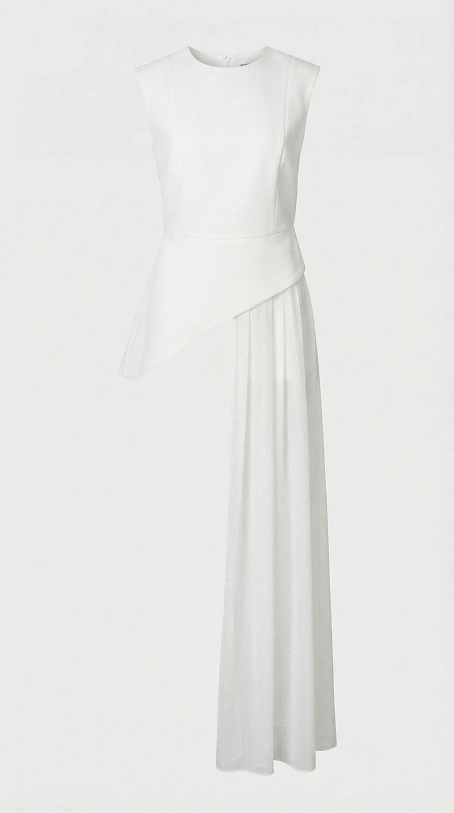 Mara - Asymmetrical Chiffon-Draped Peplum Top White