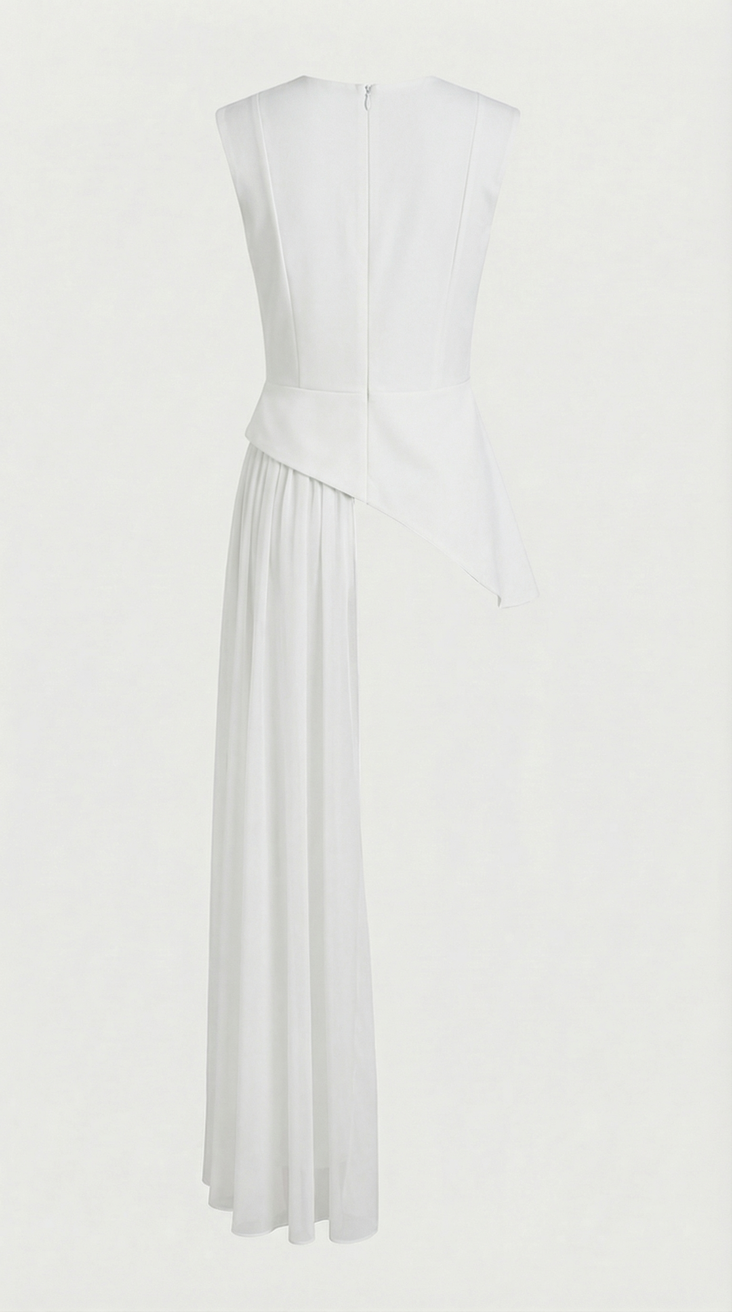 Mara - Asymmetrical Chiffon-Draped Peplum Top White