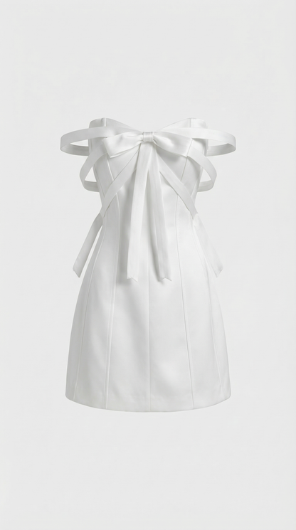 Sise - Strapless Bow-Accent Panelled Mini Dress