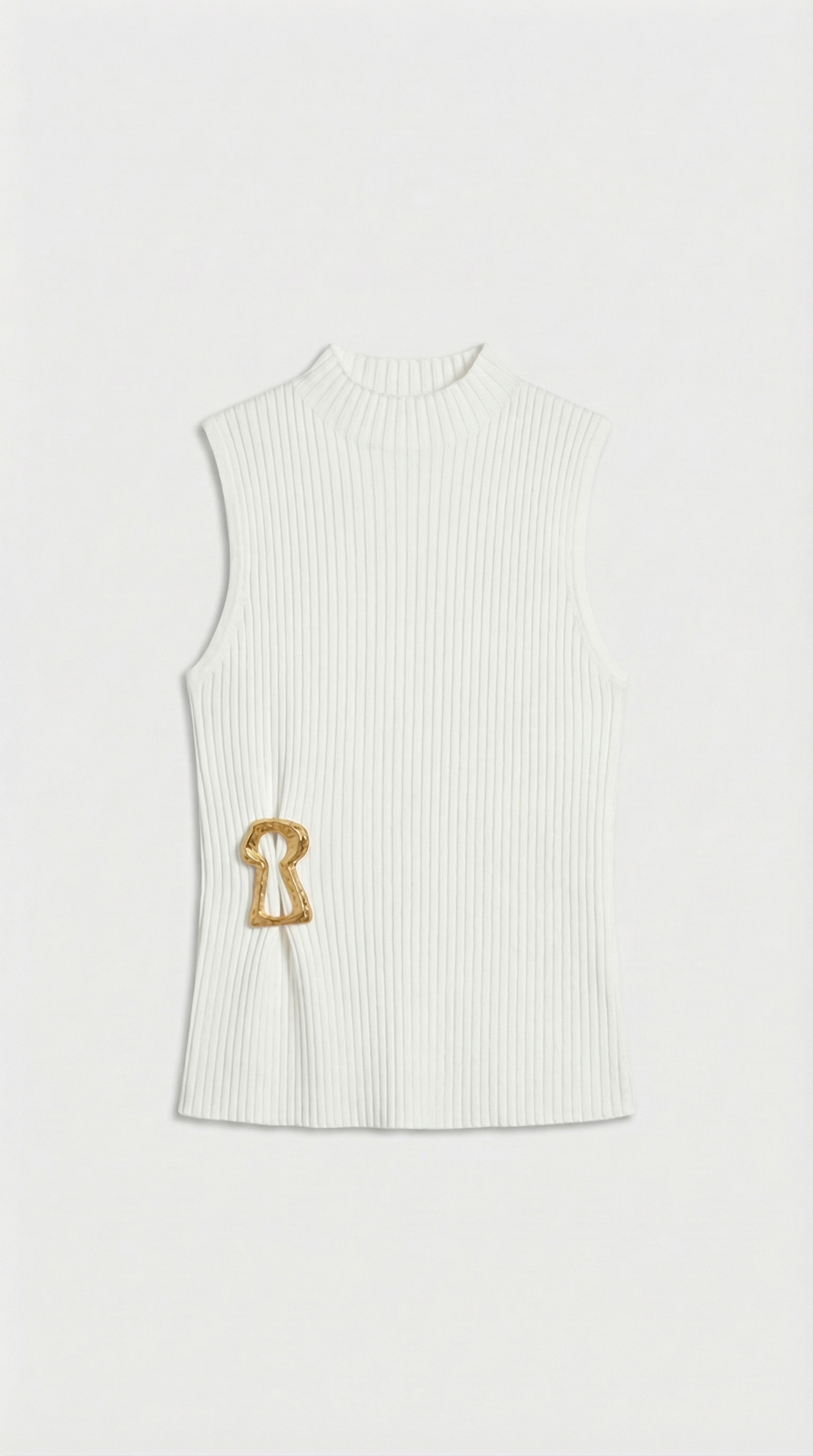 Corso - Keyhole-Detail Sleeveless Ribbed Top White