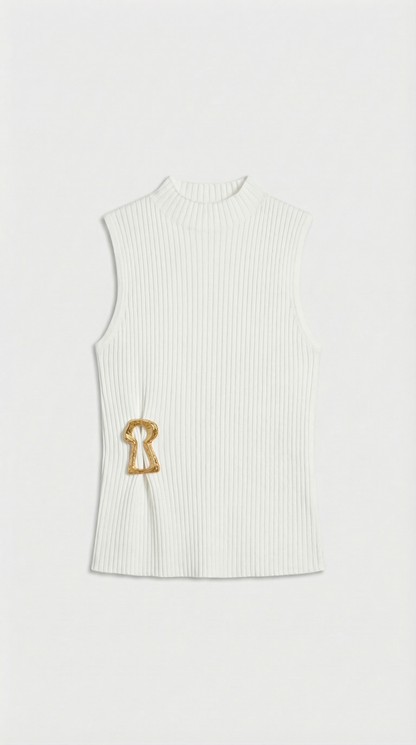 Corso - Keyhole-Detail Sleeveless Ribbed Top White