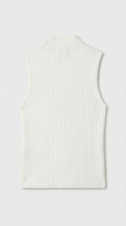 Corso - Keyhole-Detail Sleeveless Ribbed Top White