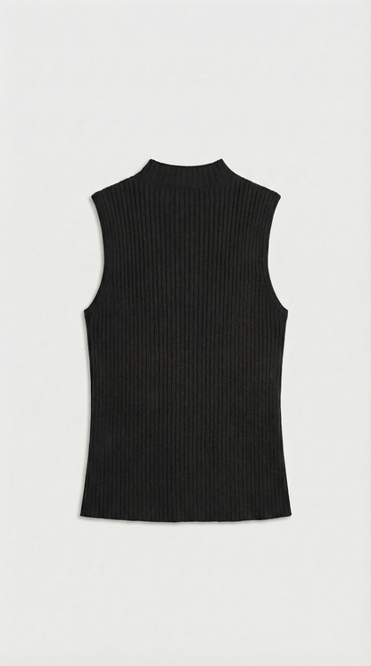 Corso - Keyhole-Detail Sleeveless Ribbed Top Black