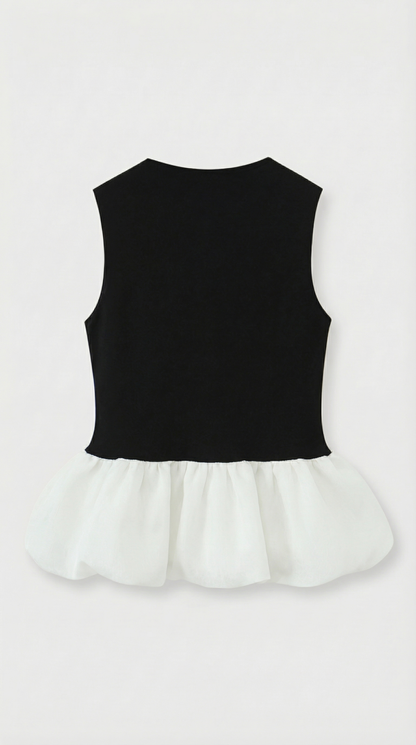 Onasis - Mixed-Media Contrast Peplum Top